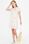 Women's Cream Short Sleeve Ruffle Bottom Dress Arm-25Y001066 - 3