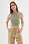 Crop Tank Top Khaki - 3
