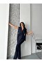 Navy Blue Tied Double Belted Blazer Vest Trousers Suit - 4