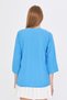 Women's Blue V-Neck Quarter Sleeve Blouse Arm-25Y001024 - 5