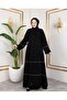 Abaya/Ferace with Piping Detail / Black - F0145