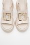 Lucia Ecru Buckle Genuine Leather Women's Wedge Heeled Sandals - 2