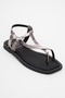 Jamie Black and White Patterned Genuine Leather Women's Flip Flop Sandals - 3