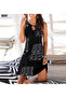 Women's Sleeveless Ring Detailed Letter Patterned Micro Dress – Body-Fitting Stylish Summer Model - 3
