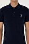 Men's Slim Fit Polo Neck Navy Blue Basic T-Shirt 50298041-Vr033 - 6