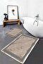 Gold - Beige Framed Motif Marble Avangarde Geometric 2-Piece Bathroom & Kitchen Mat Set on the Floor - 3