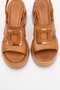 Lucia Tan Buckle Genuine Leather Women's Wedge Heeled Sandals - 2