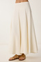Summer Long Flared Muslin Skirt Cream Lns0070 - 3
