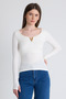 White Viscose/Soft Fabric Accessory Finger Detail Blouse 1476 - 3