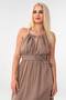 Muslin Summer Dress Knitted Detail 100% Cotton Natural Fabric Mink - 7