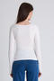 White Viscose/Soft Fabric Accessory Finger Detail Blouse 1476 - 5