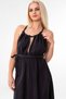 Muslin Summer Dress Knitted Detail 100% Cotton Natural Fabric Black - 7
