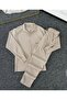 Men's Zr Striped Oversize Shirt-Pants Bottom Top Set