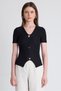 Black V-Neck Button Detailed Short Sleeve T-Shirt 9205m - 2