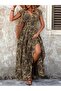 Women's Short Sleeve Double Breasted Collar Elastic Waist Single Jersey Maxi Dress - 4