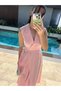 Pink 100% Cotton Double Breasted Buckle Dress - 2291 - 3