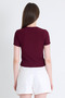 Burgundy Teddy Bear Embroidered Slim Fit Crop T-Shirt 2217 - 5