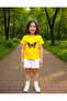 Girls' Crew Neck Front and Back Butterfly Printed T-Shirt