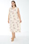 Women's Plus Size Patterned 100% Cotton Sleeveless Nightgown / Cream - Pink - - B 531 - 5