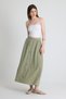 Olive Green Linen Look 100% Cotton Buttoned Midi Skirt 3419 - 6