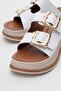 Women's Double Buckle Slippers White - 3