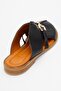 Favor Black Skin Genuine Leather Buckle Closed Front Women's Slippers - 5