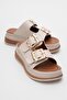 Woman's double buckle slippers beige