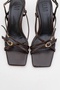Chaka Brown Buckle Square Toe Women's Heeled Sandals - 2
