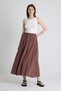 Brown Linen Look 100% Cotton Buttoned Midi Skirt 3419 - 2