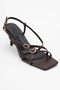 Chaka Brown Buckle Square Toe Women's Heeled Sandals - 3