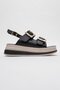 Women's Gold Buckle Sandals Black - 2