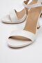 Women's Single Strap Heeled Sandals White Skin - 3
