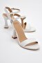 Women's Single Strap Heeled Sandals White Skin