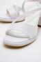 Women's Cross Strap Heeled Sandals White Satin - 3