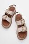 Women's Gold Buckle Sandals Beige - 5