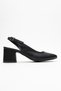 Studded Open Women's Heeled Shoes Black Skin - 2