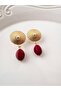 Vintage Natural Stone Fuchsia Earrings 5 cm - 4