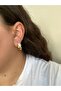 Zircon Detail Hoop Steel Earrings - 3