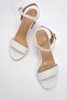 Women's Single Strap Heeled Sandals White Skin - 5