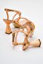 Cross Stone Women's Heeled Sandals Copper Mirror - 4