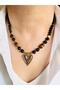 Agate and Tiger Eye Natural Stone Antique Heart Necklace 45 cm - 3