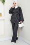 Belted Jacket Trousers Gabardine Suit 1557 - Anthracite - 2