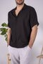 Men's Colorful Special Production Spacious Oversize Wrinkle Fabric Bottom Top Short Sleeve Shirt Jogger Suit - 4