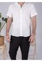 Men's Colorful Special Production Spacious Oversize Wrinkle Fabric Bottom Top Short Sleeve Shirt Jogger Suit - 2