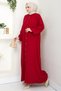 Full Length Buttoned Woven Viscose Ferace Dress 1556 - Burgundy - 5