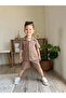 Striped Baby Boy T-Shirt Shorts Set Brown - 3