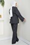 Belted Jacket Trousers Gabardine Suit 1557 - Anthracite - 6