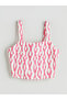 Pink Square Neckline Patterned Strap Crop - 5