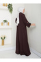 10Number Fashion Tested Clothing Women's Flower Pattern Medina Silk Ferace with Zipper Pocket Brown Abaya - 7