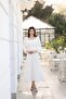 Women's White Square Necklace Bow Detail Pera Evening Dress - 4